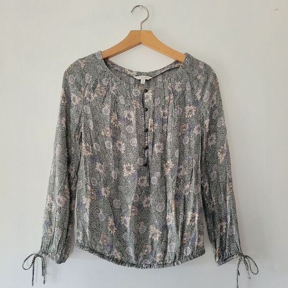 Lucky Brand Floral Print Women's Top  Green XS - Picture 1 of 8